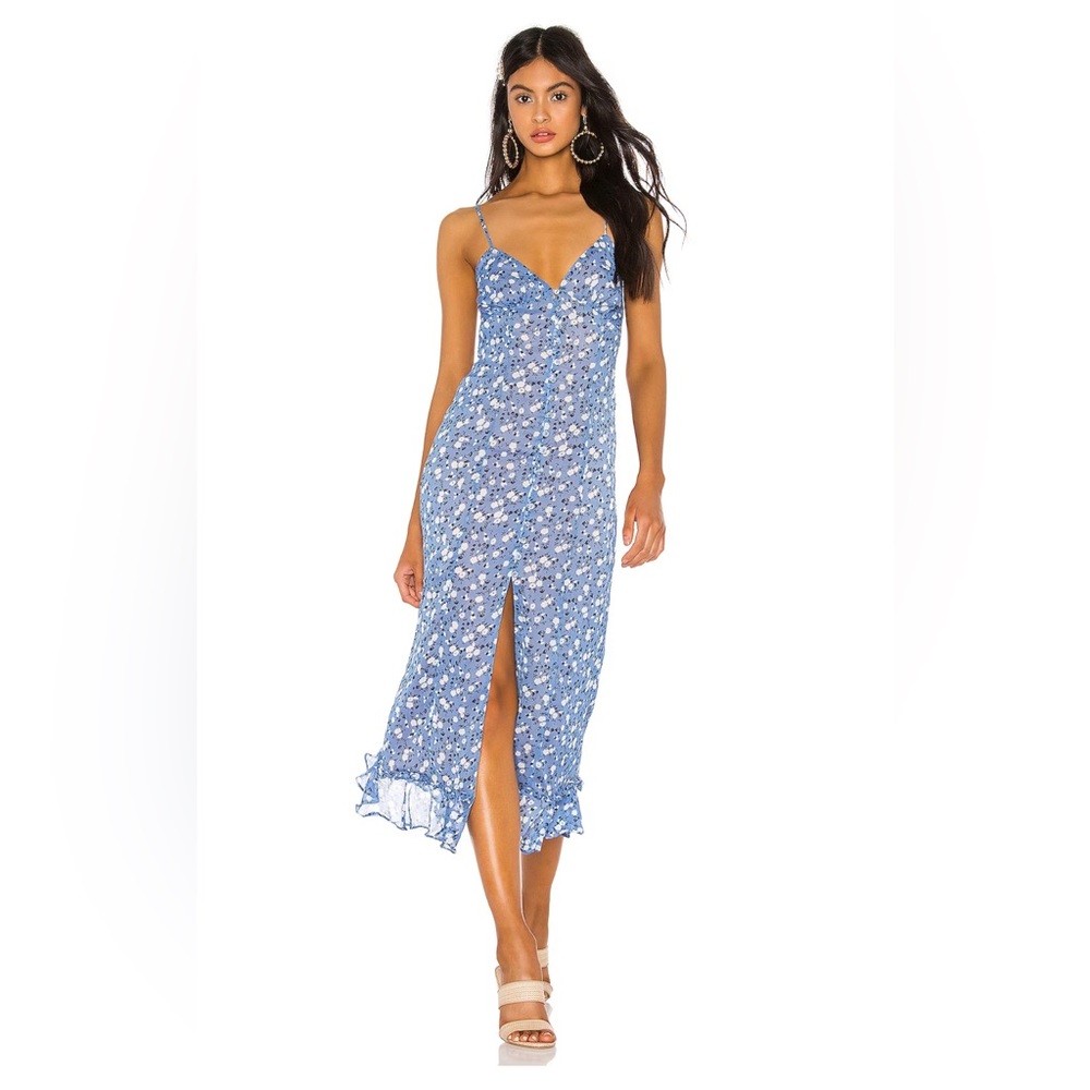 NWT MAJORELLE Quincy Midi Dress in Blue Ditsy